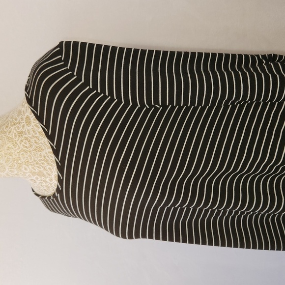 Garnet Hill Dress Tunic Striped 3/4 Sleeve Ruched Viscose Pullover Stretch Casua - Picture 4 of 13